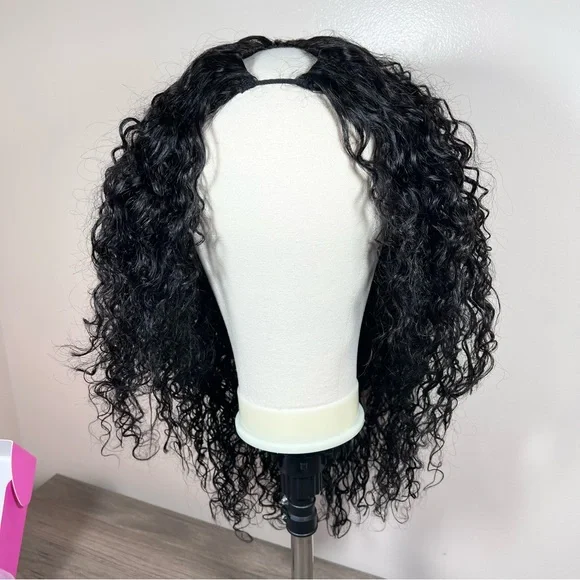 UNICE InvisiBlend V Part Water Wave Mixed Curly Human Hair 20 Inch Wig